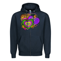 Navy mardi gras heart olivia Zipper Hoodie - OliviaCreatesArt