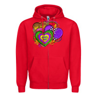 Red mardi gras heart olivia Zipper Hoodie - OliviaCreatesArt