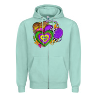 Seafoam mardi gras heart olivia Zipper Hoodie - OliviaCreatesArt