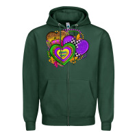 Sports Green mardi gras heart olivia Zipper Hoodie - OliviaCreatesArt