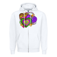 White mardi gras heart olivia Zipper Hoodie - OliviaCreatesArt