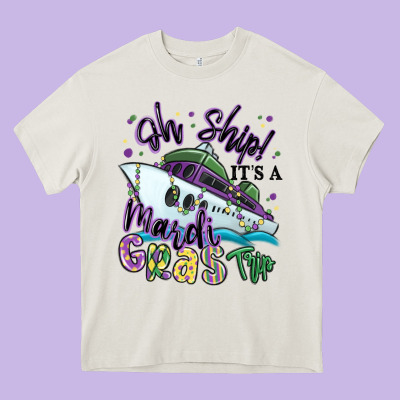 Oh Ship It's A Mardi Gras Trip Heavy Core Tee Designed By Maliassmallbusiness