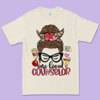 Messy Bun One Loved Counselor Premium Tee Designed By Maliassmallbusiness