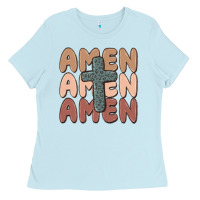 Baby Blue amen Ladies Tee - MaliasSmallBusiness