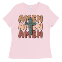 Bubblegum Pink amen Ladies Tee - MaliasSmallBusiness