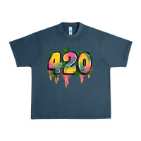 Midnight Navy 420 cannabis Urban Heavy Tee - Artiststas