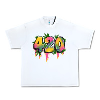 White 420 cannabis Urban Heavy Tee - Artiststas