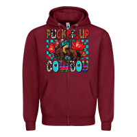 Burgundy pucker up cowboy olivia Zipper Hoodie - OliviaCreatesArt