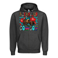 Charcoal Heather pucker up cowboy olivia Zipper Hoodie - OliviaCreatesArt