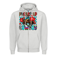 Dove Grey pucker up cowboy olivia Zipper Hoodie - OliviaCreatesArt