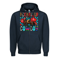 Navy pucker up cowboy olivia Zipper Hoodie - OliviaCreatesArt