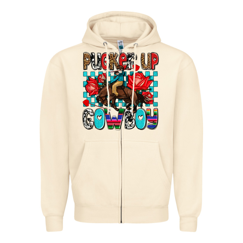 Pucker Up Cowboy Olivia Zipper Hoodie by OliviaCreatesArt | Teevron