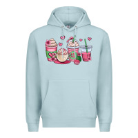 Blue Mist valentines day coffee cups Premium Hoodie - OliviaCreatesArt