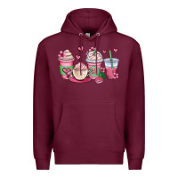 Burgundy valentines day coffee cups Premium Hoodie - OliviaCreatesArt
