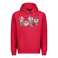 Cardinal valentines day coffee cups Premium Hoodie - OliviaCreatesArt