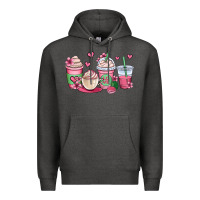 Charcoal Heather valentines day coffee cups Premium Hoodie - OliviaCreatesArt