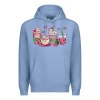 Colony Blue valentines day coffee cups Premium Hoodie - OliviaCreatesArt