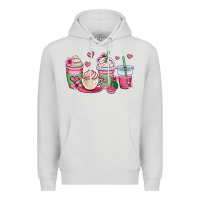 Dove Grey valentines day coffee cups Premium Hoodie - OliviaCreatesArt