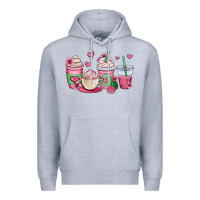 Heather Grey valentines day coffee cups Premium Hoodie - OliviaCreatesArt