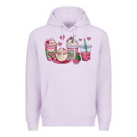 Lilac valentines day coffee cups Premium Hoodie - OliviaCreatesArt