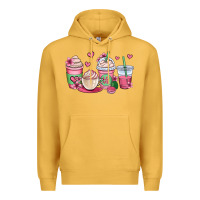 Mustard valentines day coffee cups Premium Hoodie - OliviaCreatesArt
