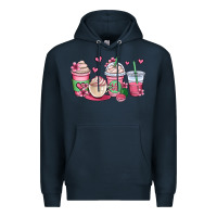 Navy valentines day coffee cups Premium Hoodie - OliviaCreatesArt