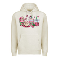 Oatmeal Heather valentines day coffee cups Premium Hoodie - OliviaCreatesArt