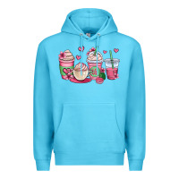 Ocean Blue valentines day coffee cups Premium Hoodie - OliviaCreatesArt