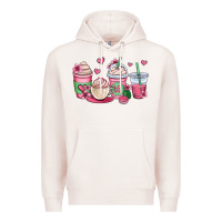 Pale Pink valentines day coffee cups Premium Hoodie - OliviaCreatesArt