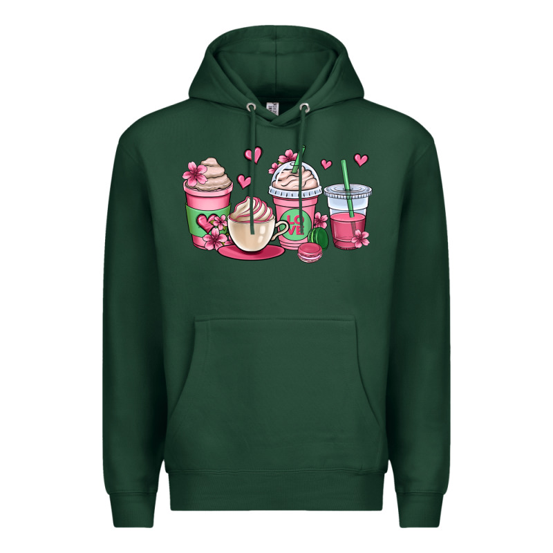 Valentines Day Coffee Cups Premium Hoodie by OliviaCreatesArt | Teevron