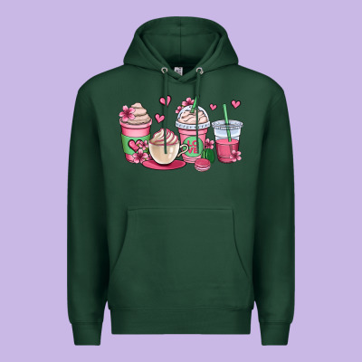 Valentines Day Coffee Cups Premium Hoodie Designed By Oliviacreatesart