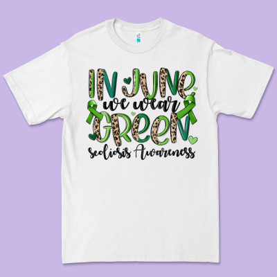 In June We Wear Green Scoliosis Awareness Premium Tee Designed By Maliassmallbusiness