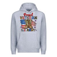 Heather Grey proud veteran u.s army Premium Hoodie - RanaPortraitStore