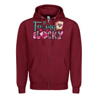 Burgundy feeling lucky Zipper Hoodie - OliviaCreatesArt