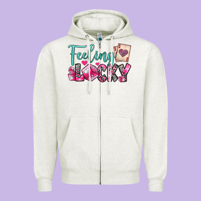 Feeling Lucky Zipper Hoodie Designed By Oliviacreatesart