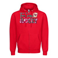 Red feeling lucky Zipper Hoodie - OliviaCreatesArt
