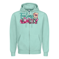 Seafoam feeling lucky Zipper Hoodie - OliviaCreatesArt