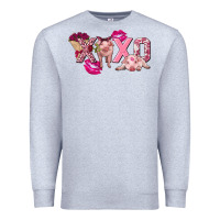 Heather Grey Valentine's Day Pig Xoxo Premium Sweatshirt - FaDigitalArtStudio