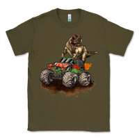 Army Green monster truck and t rex dinosaur Classic Tee - LillyAllenDesigns