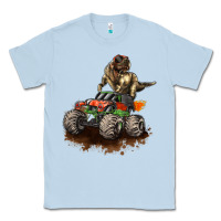 Dusty Blue monster truck and t rex dinosaur Classic Tee - LillyAllenDesigns