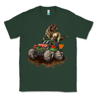 Sports Green monster truck and t rex dinosaur Classic Tee - LillyAllenDesigns