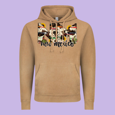 New Mexico State Cowhide Serape Cactus Vintage Hoodie Designed By Ranaportraitstore