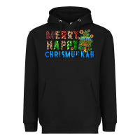 Black merry happy chrismukkah Heavyweight Hoodie - FaDigitalArtStudio