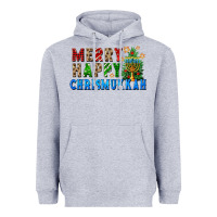 Heather Grey merry happy chrismukkah Heavyweight Hoodie - FaDigitalArtStudio