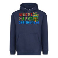 Navy merry happy chrismukkah Heavyweight Hoodie - FaDigitalArtStudio