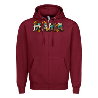 Burgundy mama sunflower leopard Zipper Hoodie - OliviaCreatesArt