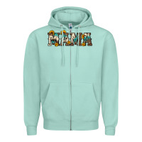 Seafoam mama sunflower leopard Zipper Hoodie - OliviaCreatesArt
