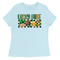 Baby Blue lucky dude Ladies Tee - MaliasSmallBusiness
