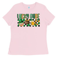 Bubblegum Pink lucky dude Ladies Tee - MaliasSmallBusiness