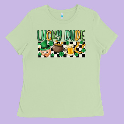 Lucky Dude Ladies Tee Designed By Maliassmallbusiness